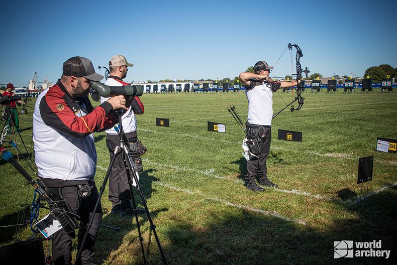 Foto: World Archery / Die Compound-Männer, v.l. Sebastian Hamdorf, Tim Krippendorf und Florian Grafmans deuteten ihr hohes Potenzial an.