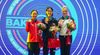 Foto: ISSF / Josefin Eder mit ihrer ersten Einzelmedaille bei einem Weltcup hinter der Chinesin Nan Zhao (links) und der Koreanerin Jiin Jang.