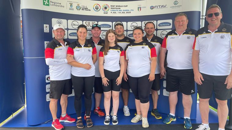 Foto: DSB / Das deutsche Trap-Team beim Weltcup in Lonato.