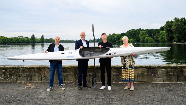 Foto: City-Press Berlin / Machen Werbung für Die Finals in Hannover: (v.l.n.r.): Jens Palandt, Belit Onay, André Lawiszus und Susanne Blasberg-Bense.