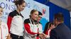 Foto: ESC / Nele Stark, hier bei der Ehrung zu Team-Gold mit Anna Janßen und Lisa Grub, feierte in Osijek ihren bisher größten Erfolg in der Karriere.