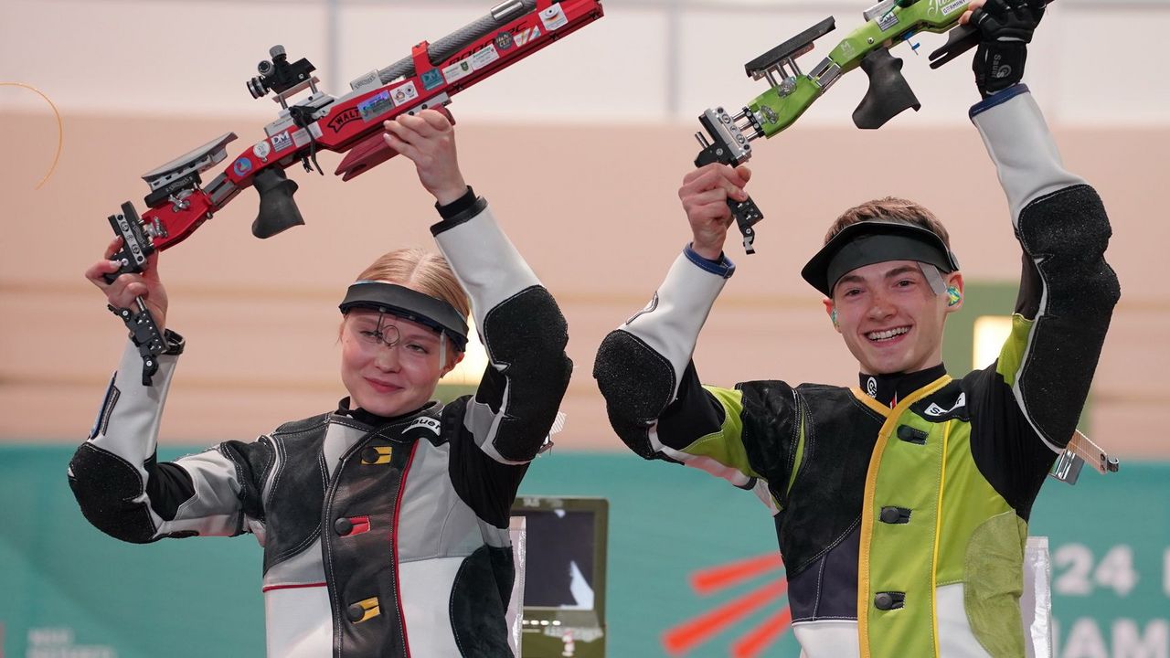 Foto: ESC / Nele Stark und Justus Ott gewannen bei der Druckluft-EM in Györ Gold im Mixed und sind auch in Dortmund am Start.