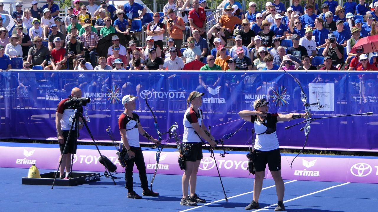 Foto: Eckhard Frerichs / Immer die gleiche Reihenfolge zu den Gold-Triumphen (hier bei der EM in München): Katharina Bauer, vor Charline Schwarz, vor Michelle Kroppen.