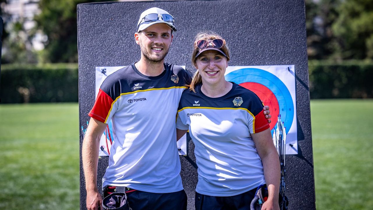 Foto: World Archery / Sorgten in Antalya beim Weltcup für eine Sensation: Paolo Kunsch und Katharina Raab stehen im Mixed-Goldfinale mit dem Compoundbogen.