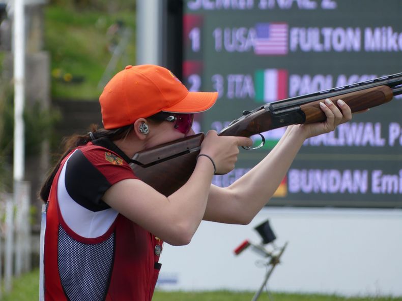 Foto: Michael Eisert / Emelie Bundan überzeugte im Skeet-Wettbewerb der Juniorinnen mit dem Einzug in das Halbfinale. Foto: Michael Eisert / Emelie Bundan überzeugte im Skeet-Wettbewerb der Juniorinnen mit dem Einzug in das Halbfinale.