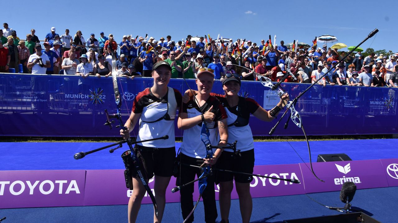 Foto: Eckhard Frerichs / Bei der EM in München harmonierten (v.l.) Charline Schwarz, Michelle Kroppen und Katharina Bauer prächtig im Team, bei der DM in Wiesbaden sind die Konkurrentinnen.