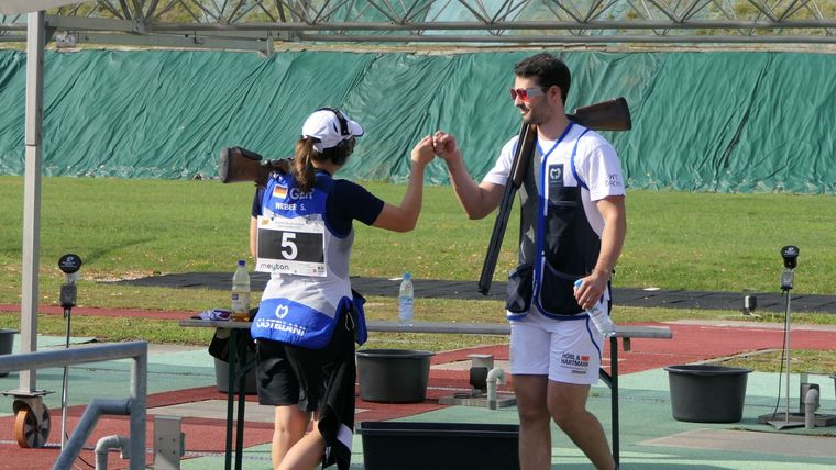 Foto: DSB / Gewannen überraschend den DM-Titel im Trap Mixed: Sofia Weber und Sebastian Hartmann.