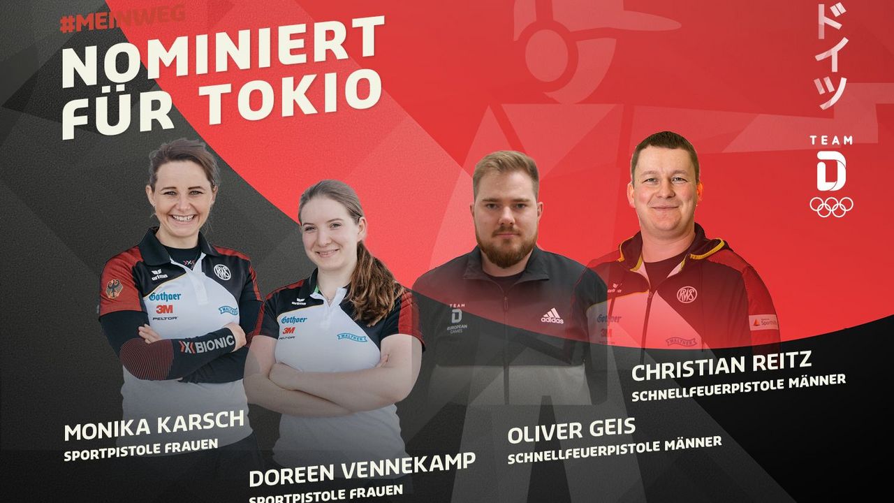 Foto: DOSB / Seit heute sicher in Tokio dabei: Monika Karsch, Doreen Vennekamp, Oliver Geis und Christian Reitz.