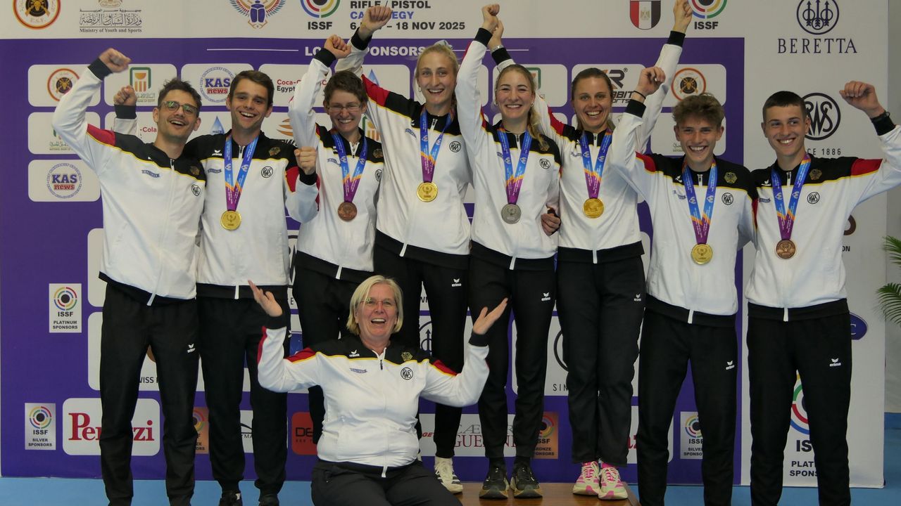 Foto: DSB / Jubelbild der Target Sprinter mit der sensationellen Ausbeute von vier WM-Titeln und insgesamt sieben WM-Medaillen in den Einzelrennen.