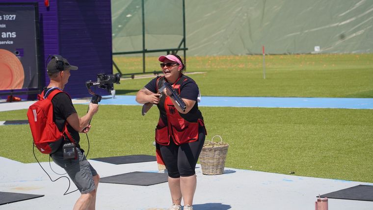 Foto: ESC / Unvergessen der Moment, als Kathrin Murche den EM-Titel im vergangenen Jahr in Chateauroux gewinnt. Nun geht es für die Titelverteidigerin und die anderen DSB-Flintenschützen nach Malakasa.