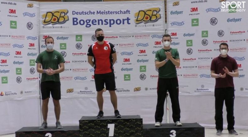 Foto: DSB / Das Siegertreppchen bei den Recurve Männern v.l.: Florian Unruh, Felix Wieser, Christoph Breitbach, David Strohdick.