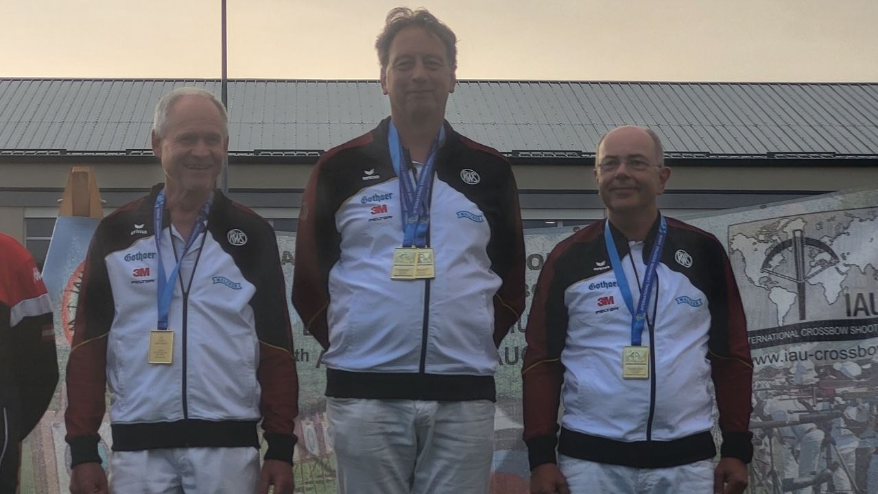 Foto: Martin Wilke / Das Weltmeisterteam von 2023 mit v.l. Karl-Ernst Weißmann, Karl-Heinz Blumtritt und Bernhard Kreps.
