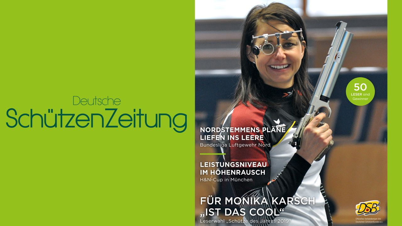 Foto: DSZ / Eine strahlende Monika Karsch ziert den Titel der neuesten Ausgabe der Deutschen SchützenZeitung.