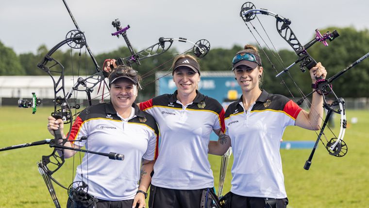 Foto: World Archery Europe / Das deutsche Compound Damen-Team gewinnt Gold beim Grand Prix in Arnhem.