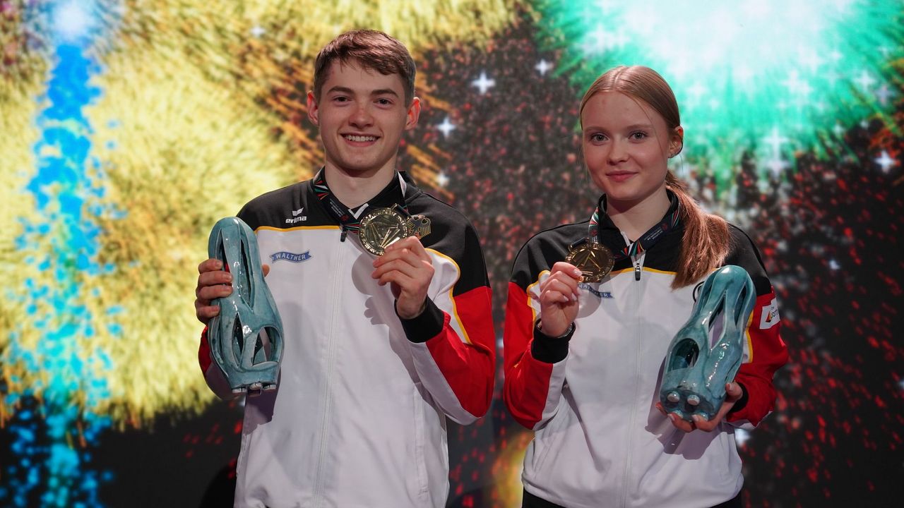 Foto: ESC / EM-Gold für Justus Ott und Nele Stark im Mixed-Wettbewerb mit dem Luftgewehr.