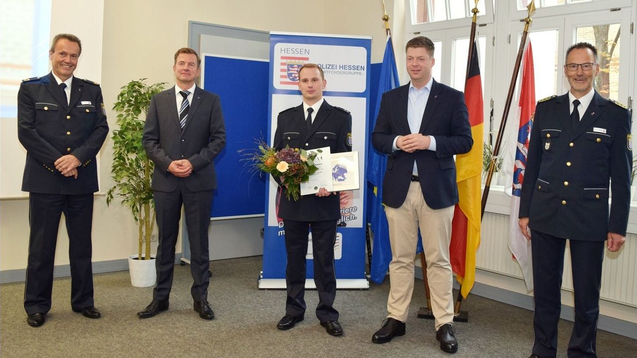 Foto: DPSK / v.l. Ralf Flohr, Andreas Rhöner, Aaron Sauter, Staatssekretär Dr. Heck, Volker Pfeiffer.