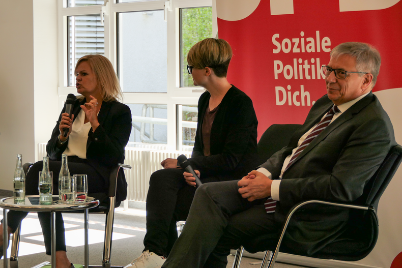 Foto: DSB / Standen den Vereinen Rede und Antwort: Nancy Faeser und Gert-Uwe Mende.