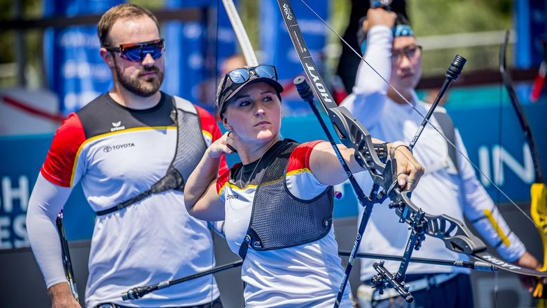 Foto: World Archery / Auch im Mixed mussten sich Katharina Bauer & Florian Unruh nur den koreanischen Olympiasiegern geschlagen geben.
