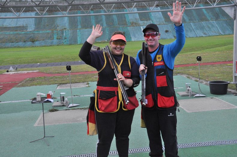 Foto: Harald Strier / Jubel bei Kathrin Murche und Andreas Löw über den Mixed-Titel im Trap. Foto: Harald Strier / Jubel bei Kathrin Murche und Andreas Löw über den Mixed-Titel im Trap.
