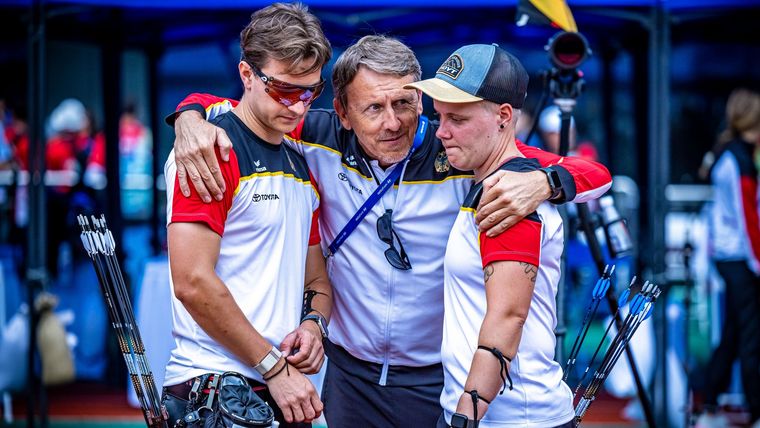 Foto: World Archery / Nach dem knappen Halbfinal-Aus gegen Korea herrschte Enttäuschung bei Moritz Wieser und Michelle Kroppen. Insgesamt fiel das DSB-Fazit aber positiv aus.