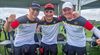 Foto: Hertkorn / Glückwunsch, Jungs! Holger Hertkorn gratuliert Fabio Alex, Ruven Flüß und Noah Nuber zum Einzug in das WM-Goldfinale.