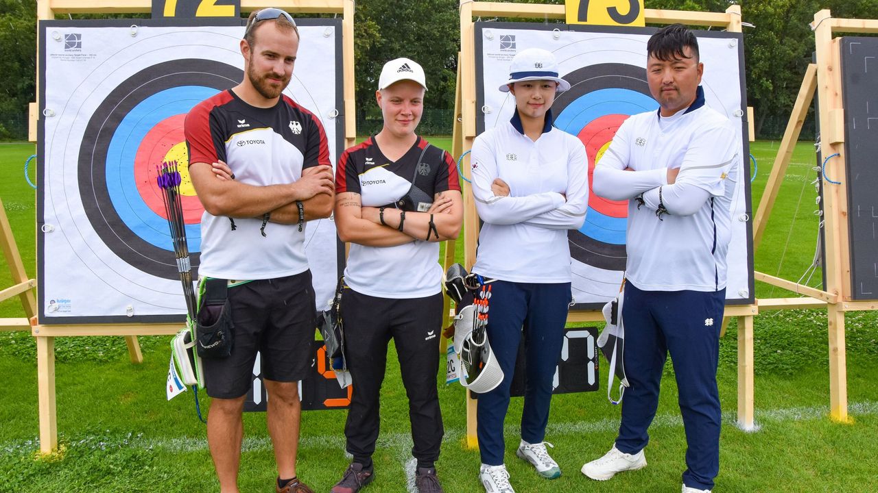 Foto: Eckhard Frerichs / Heute nebeneinander, am Freitag im Finalstadion gegeneinander: Florian Unruh & Michelle Kroppen vs. Sihyeon Lim & Kim Woojin.