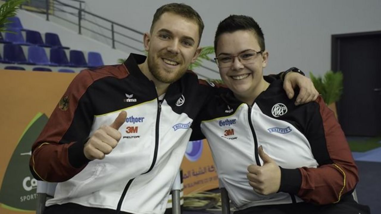 Foto: ISSF / Um die Winzigkeit von 0,1 Ringen verpassten Maximilian Dallinger und Lisa Müller im Mixed-Wettkampf das Bronzefinale.